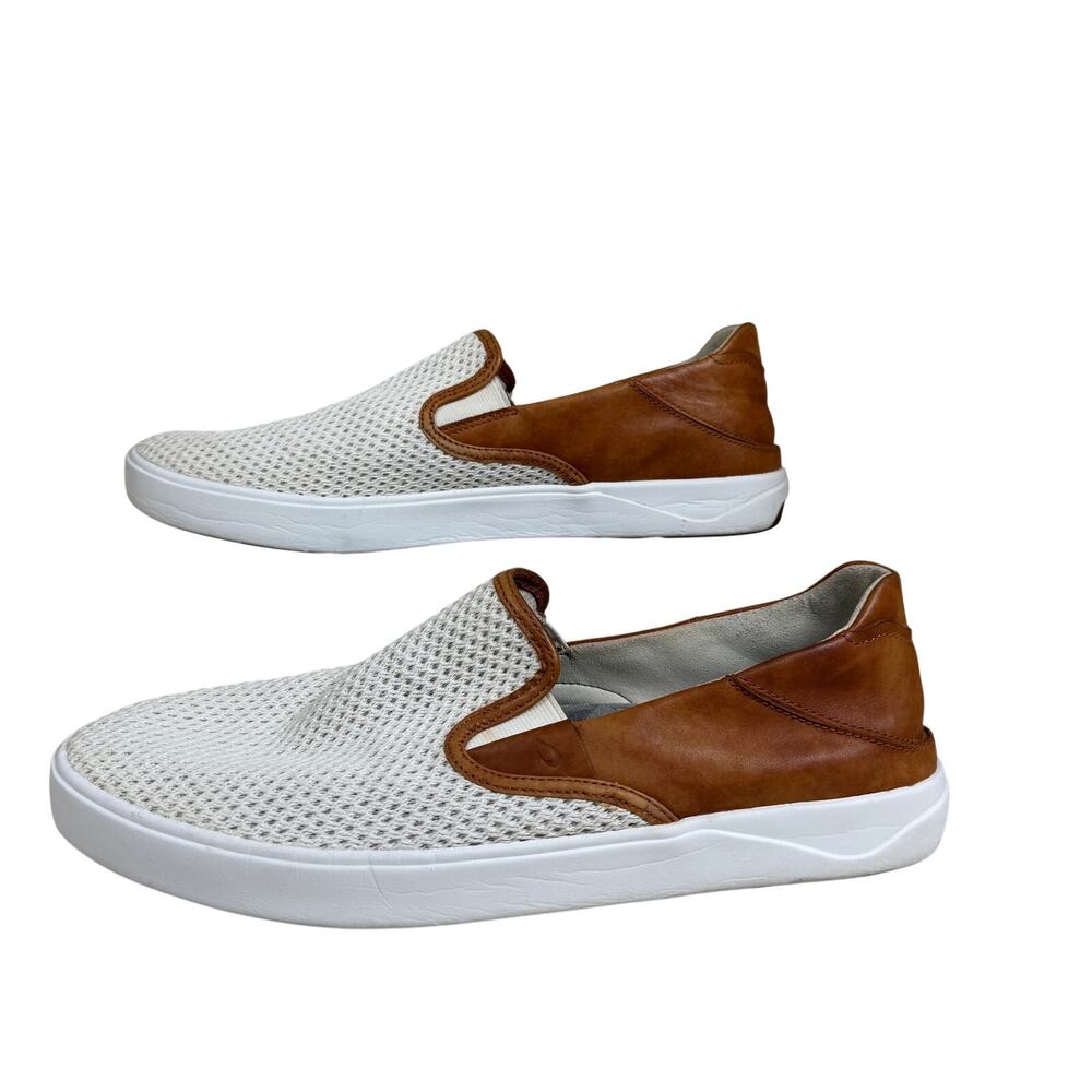 OluKai Lae‘ahi Mesh Slip-On Sneaker Boat Fishing Resort No-Slip White Men Sz 12